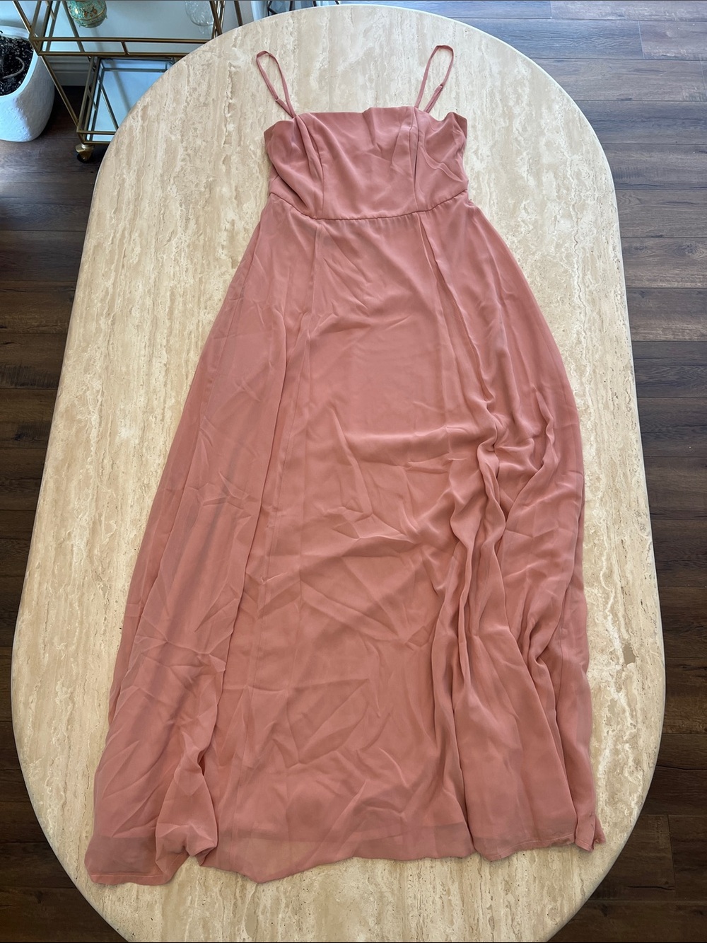 David's Bridal Dusty Rose Spaghetti-Strap Maxi Dress